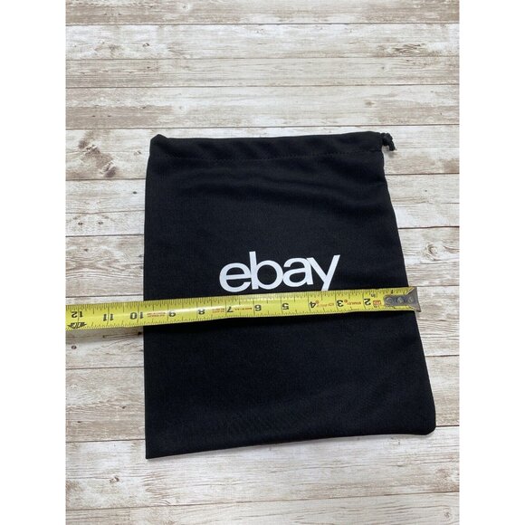 Ebay Reusable Black Drawstring Bag EBay Logo Material Pouch Bag, Black White New - Picture 5 of 5